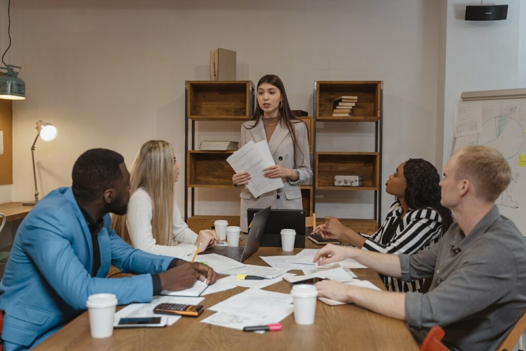 woman doing a report