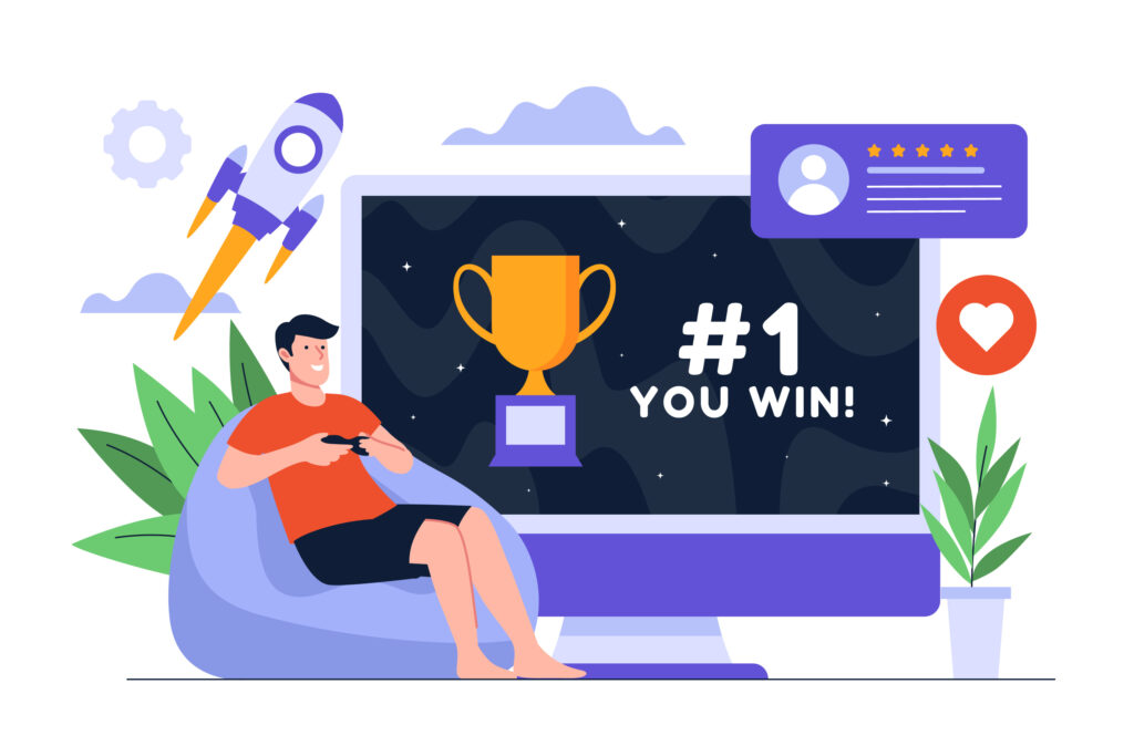 hand drawn gamification flat design illustration
